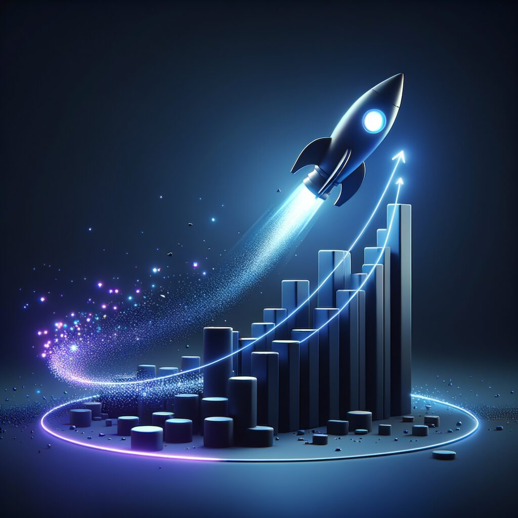 Growth,Business,,Growth,Bar,Chart,Rocket,,Innovation,,3d,Render,,In scott growth strategies grow business